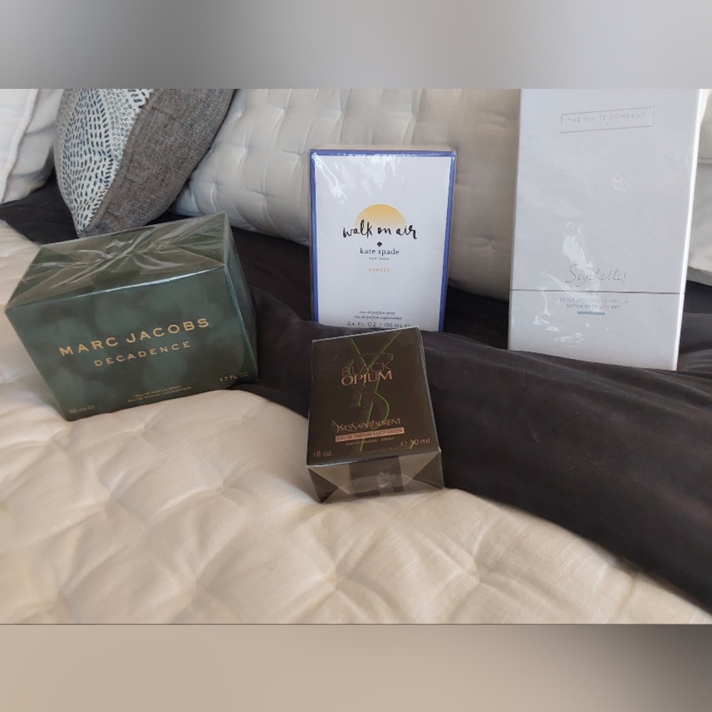 YSL Black Opium, Kate Spade, Marc Jacobs, The White Company